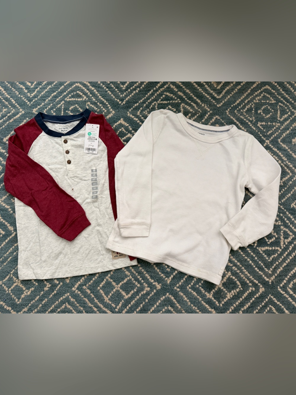 Carter's Burgundy Raglan Henley with Heather Gray Body